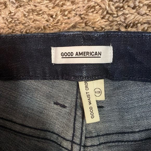 Good American Good Waist Crop Jeans Womens Size 6/28 Blue Denim Stretch - Picture 7 of 9